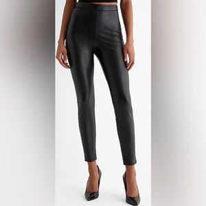 EUC Express Black High-Waisted Faux Leather Leggings Pants Size Small